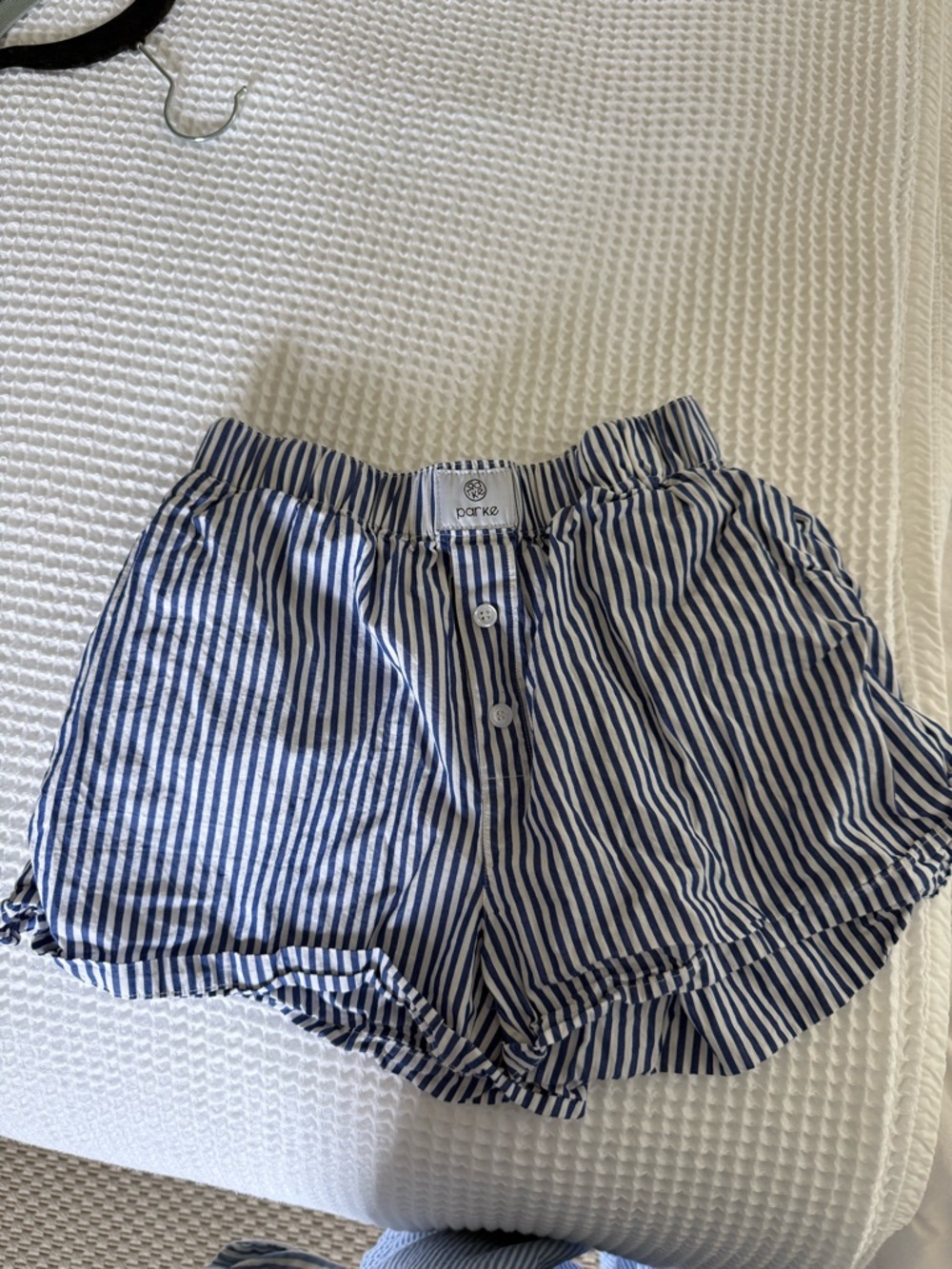Parke Navy Striped High-Waist Shorts